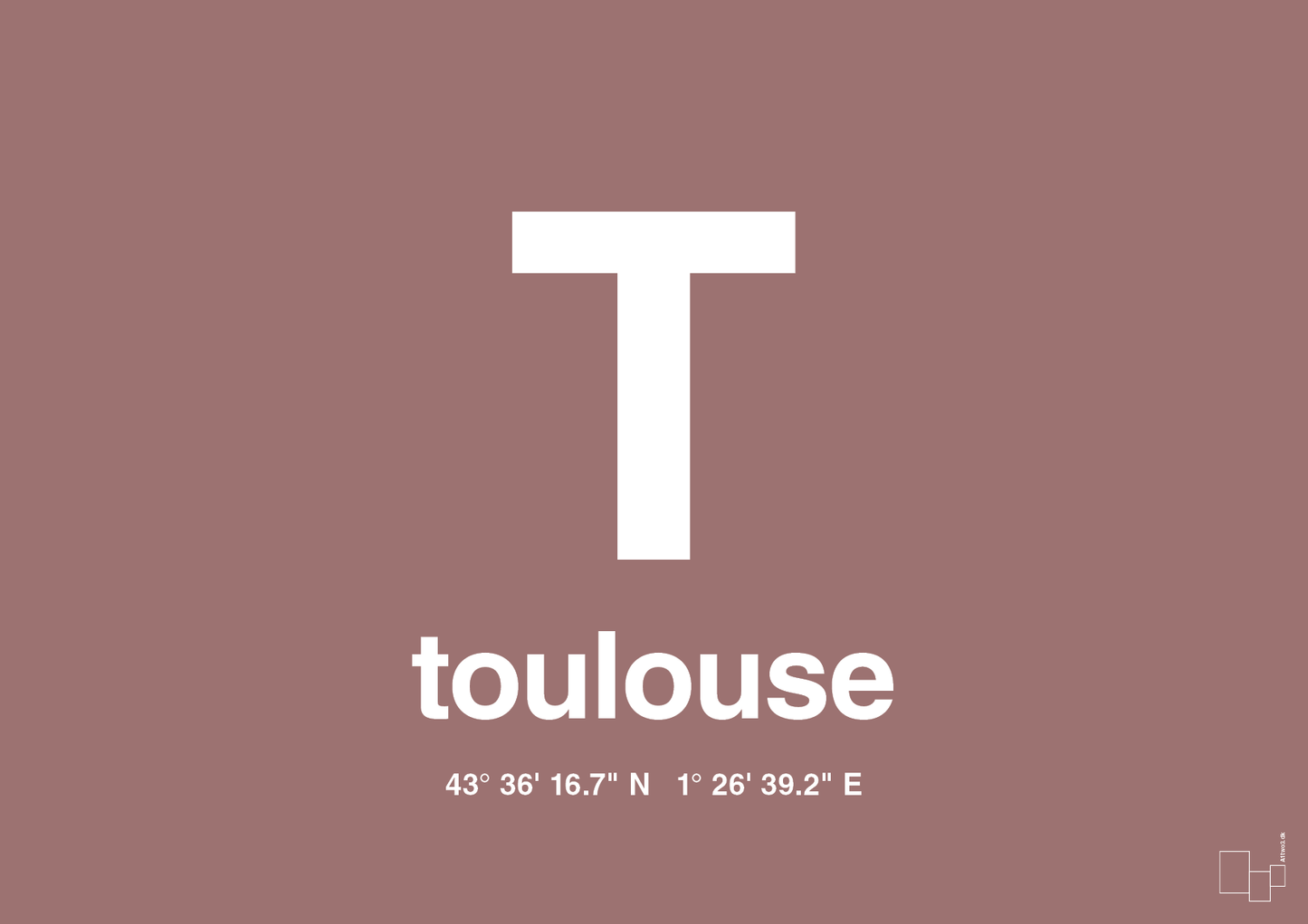 plakat: byplakat toulouse med koordinater - plum-Byer-A1two3