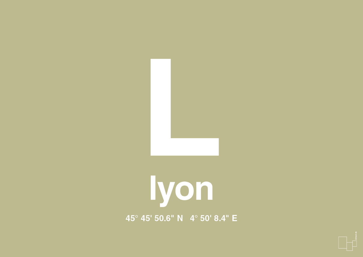 plakat: byplakat lyon med koordinater - back to nature-Byer-A1two3