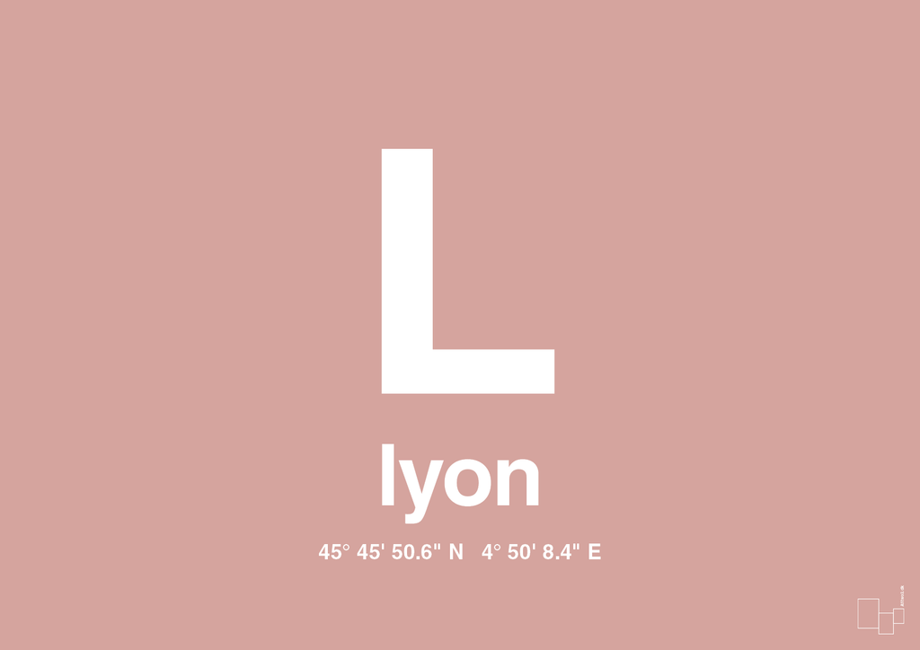 plakat: byplakat lyon med koordinater - bubble shell-Byer-A1two3