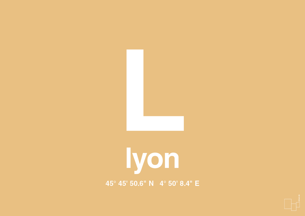 plakat: byplakat lyon med koordinater - charismatic-Byer-A1two3