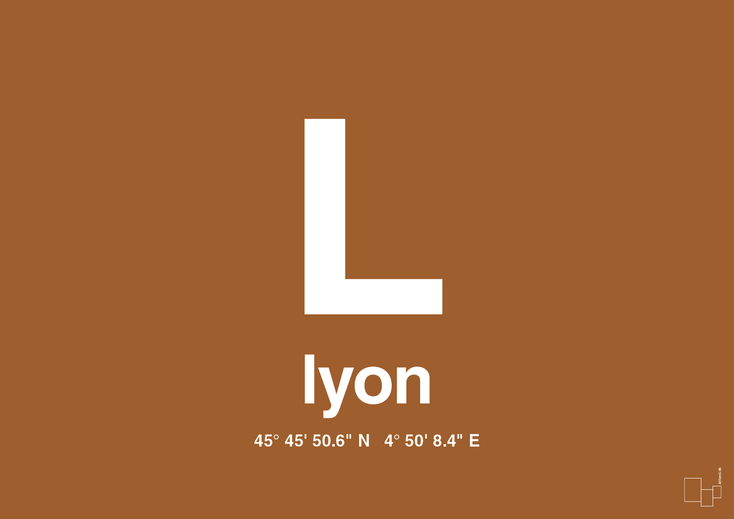 plakat: byplakat lyon med koordinater - cognac-Byer-A1two3