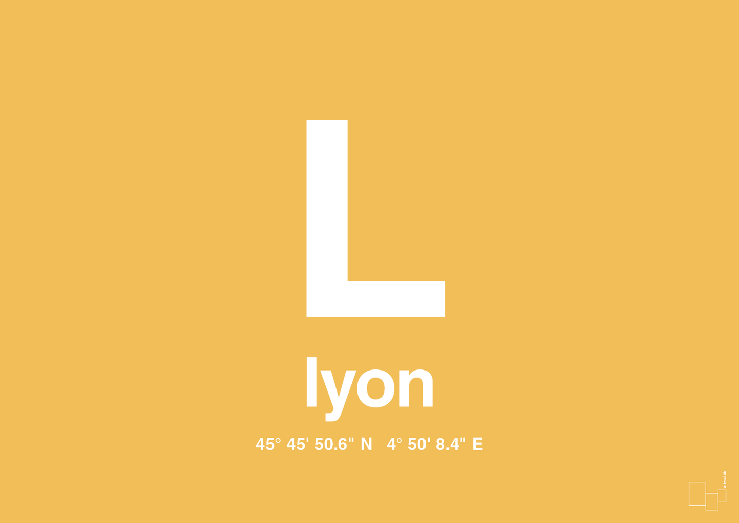 plakat: byplakat lyon med koordinater - honeycomb-Byer-A1two3
