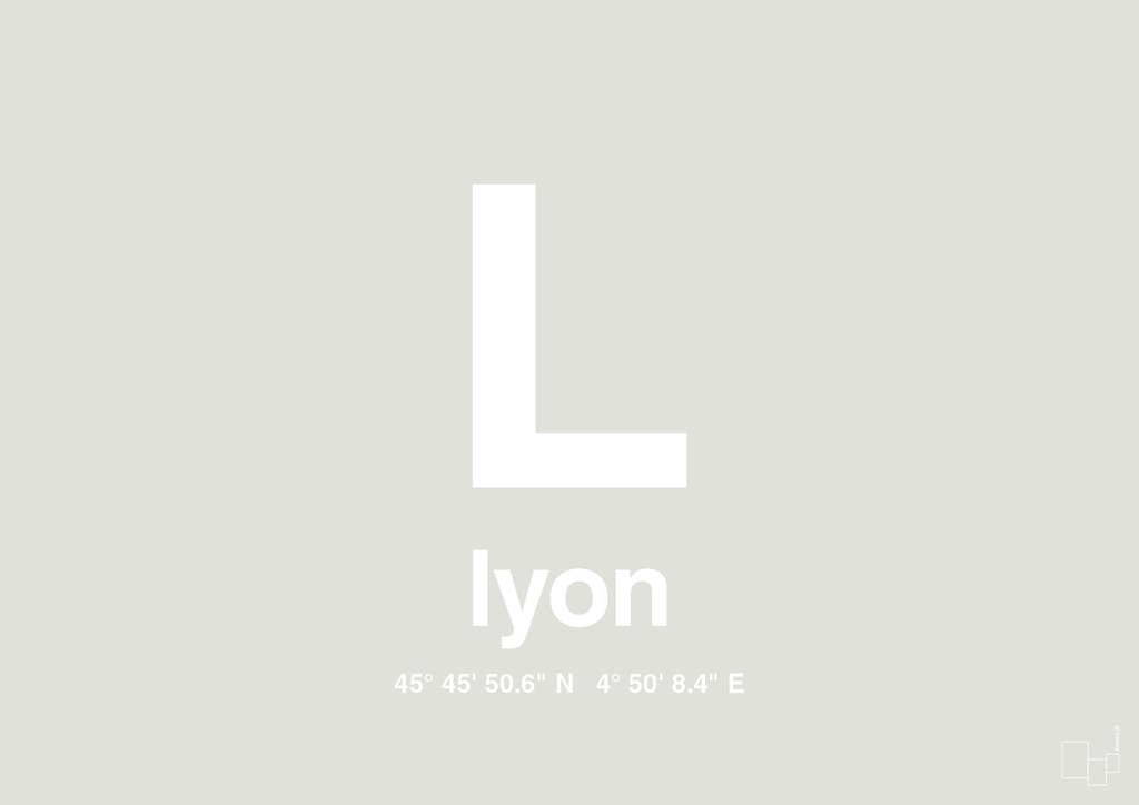 plakat: byplakat lyon med koordinater - painters white-Byer-A1two3