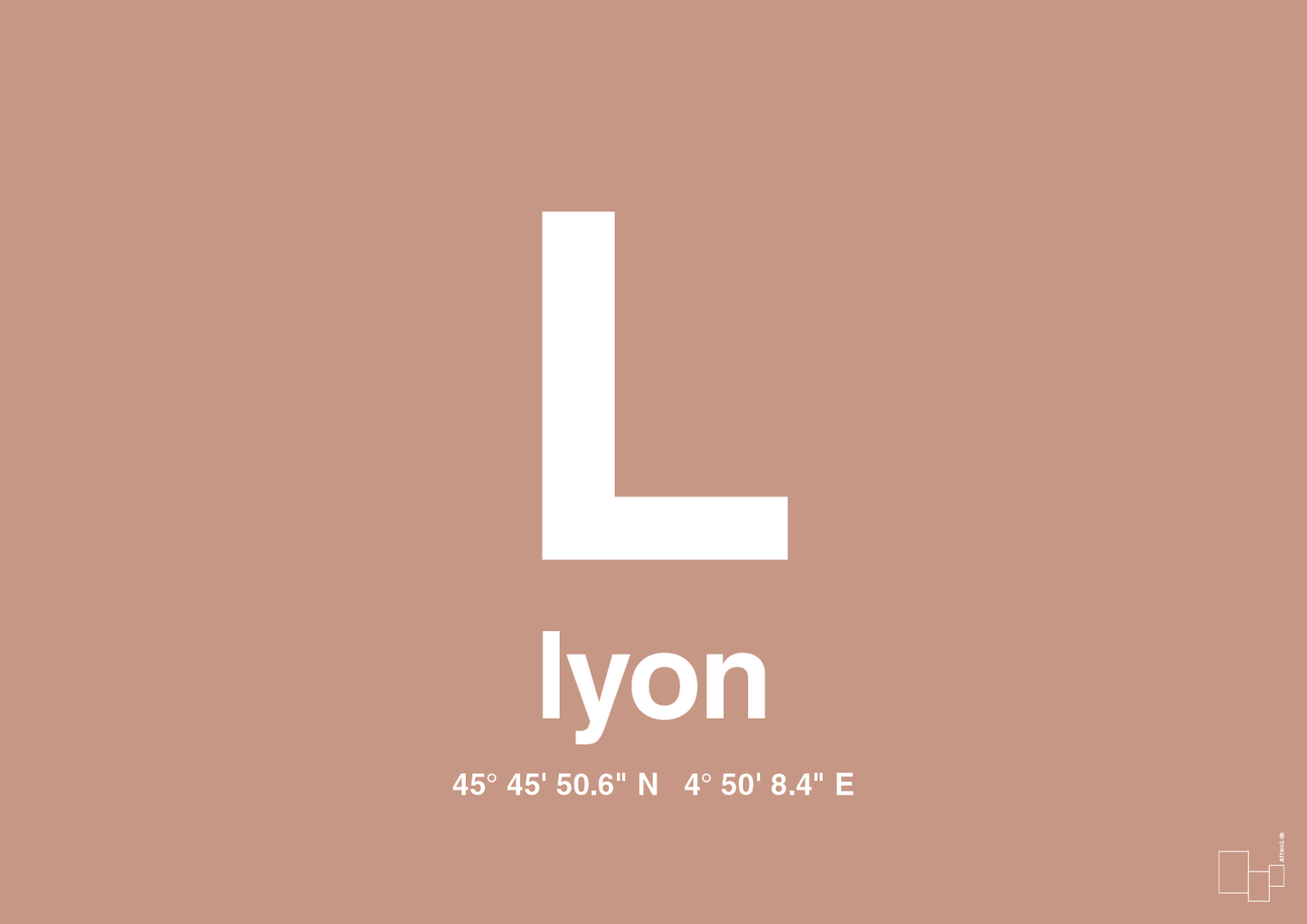 plakat: byplakat lyon med koordinater - powder-Byer-A1two3
