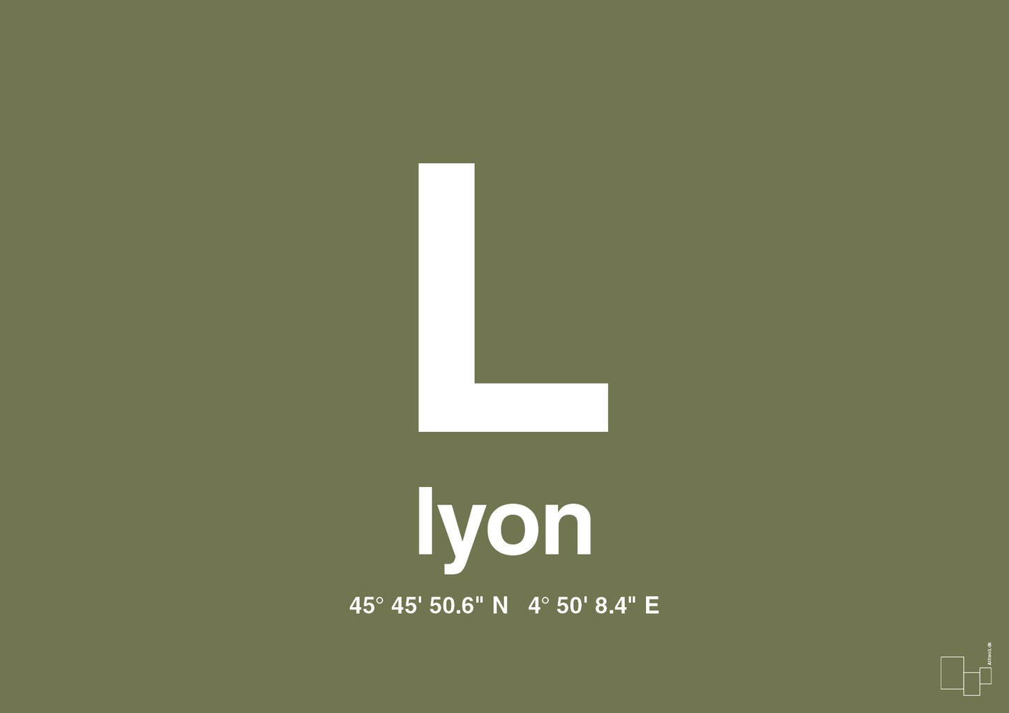 plakat: byplakat lyon med koordinater - secret meadow-Byer-A1two3