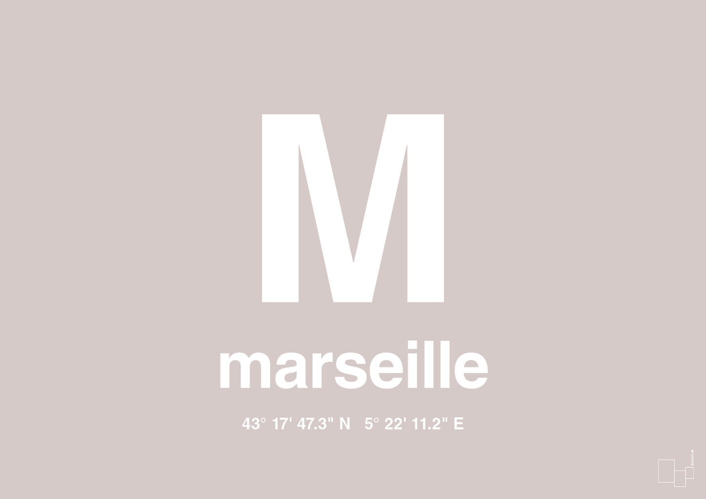 plakat: byplakat marseille med koordinater - broken beige-Byer-A1two3