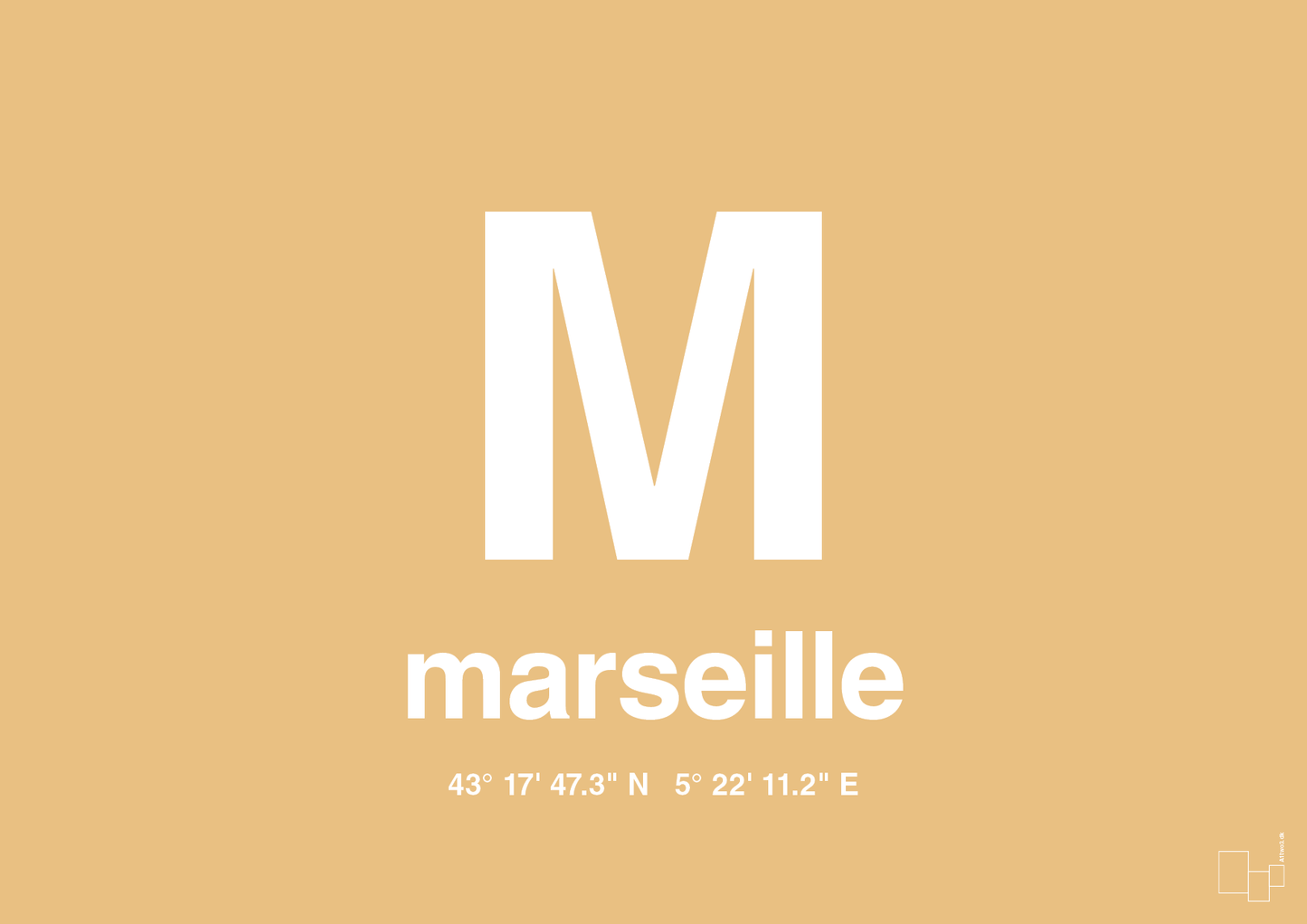 plakat: byplakat marseille med koordinater - charismatic-Byer-A1two3