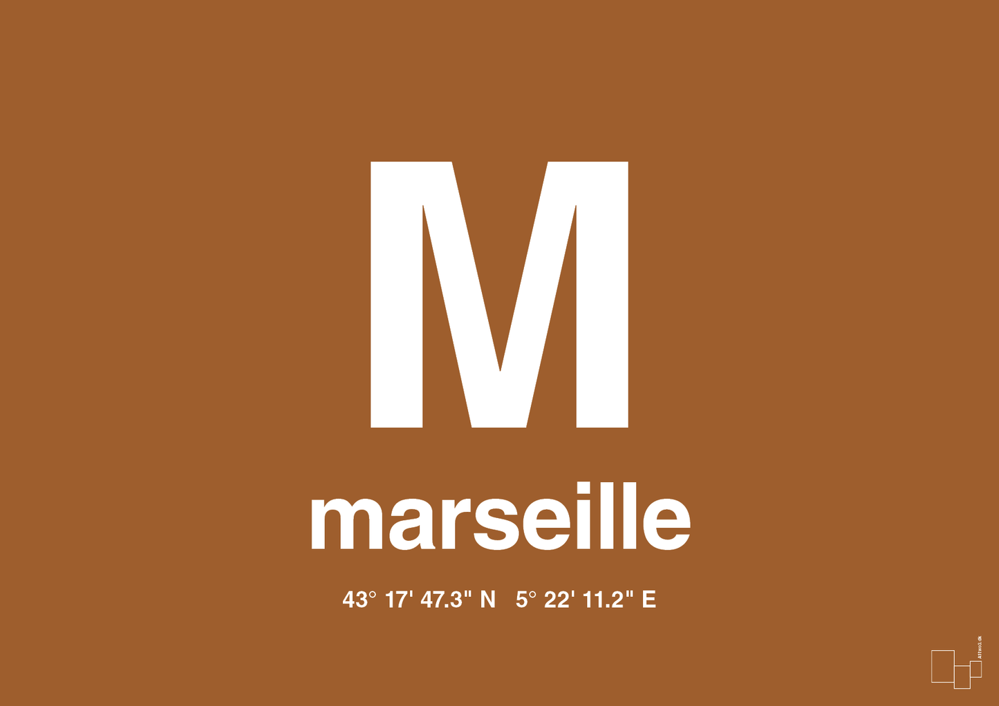 plakat: byplakat marseille med koordinater - cognac-Byer-A1two3