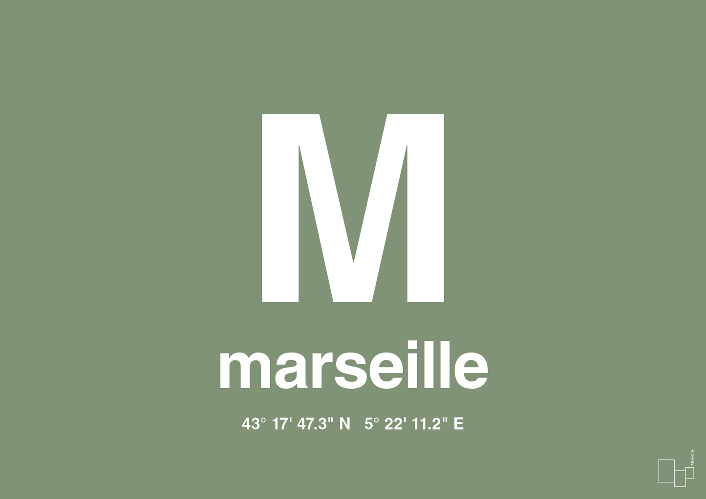 plakat: byplakat marseille med koordinater - jade-Byer-A1two3