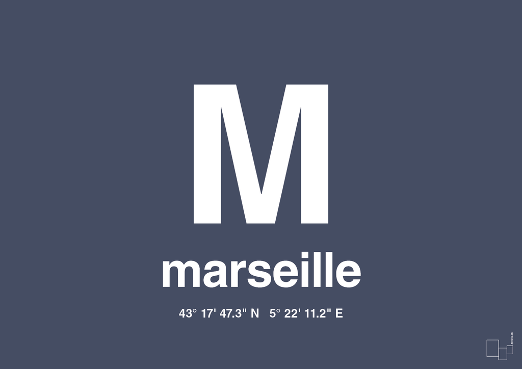 Byplakat marseille med koordinater - petrol-Byer-A1two3