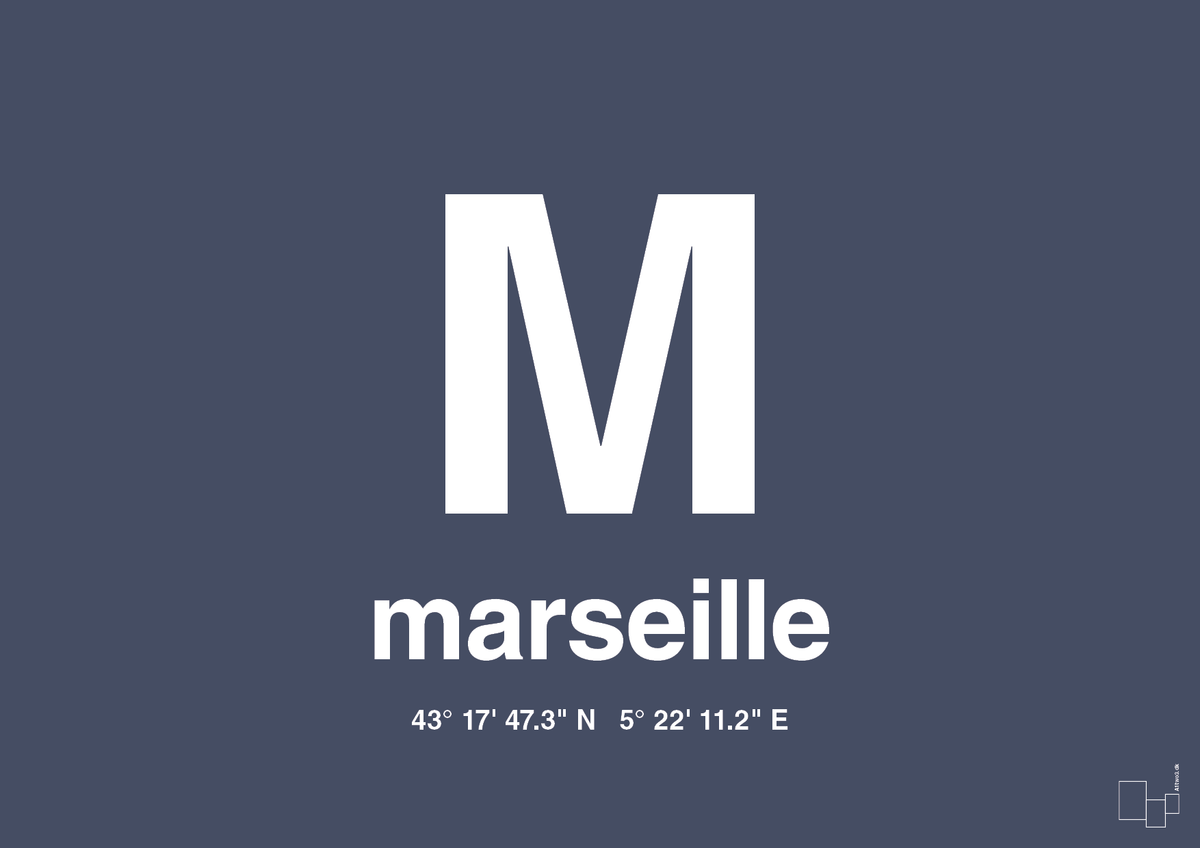 Byplakat marseille med koordinater - petrol-Byer-A1two3