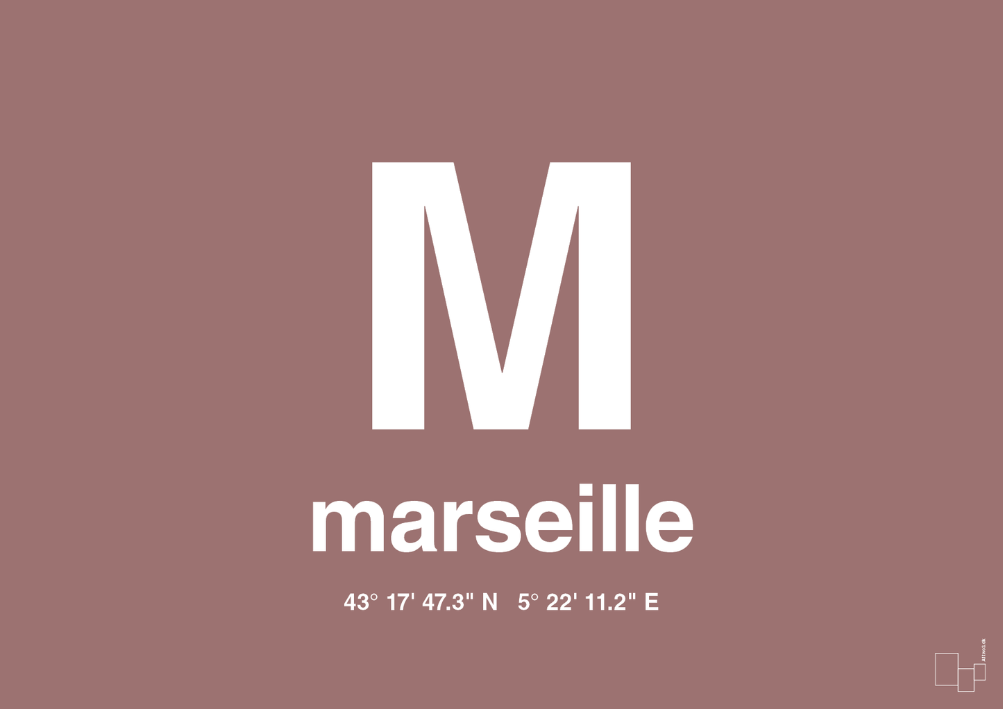 plakat: byplakat marseille med koordinater - plum-Byer-A1two3