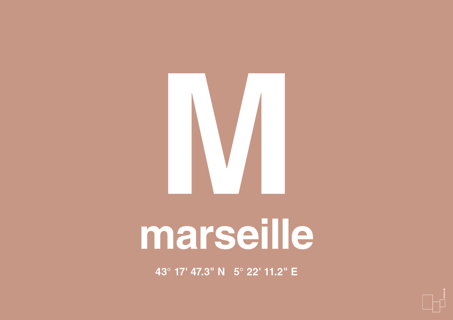 plakat: byplakat marseille med koordinater - powder-Byer-A1two3