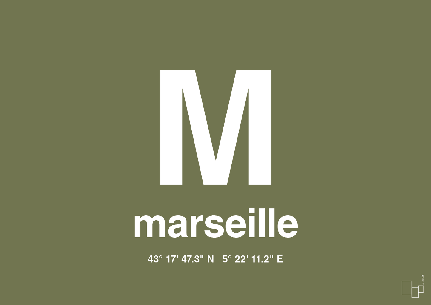plakat: byplakat marseille med koordinater - secret meadow-Byer-A1two3