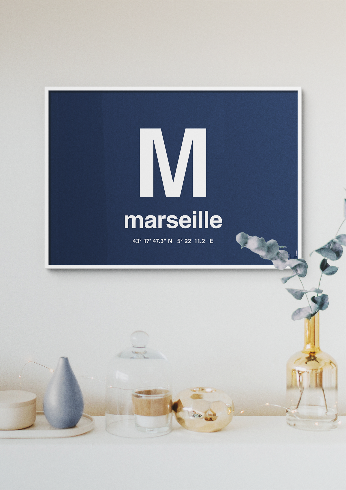 plakat: byplakat marseille med koordinater - bubble shell-Byer-A1two3