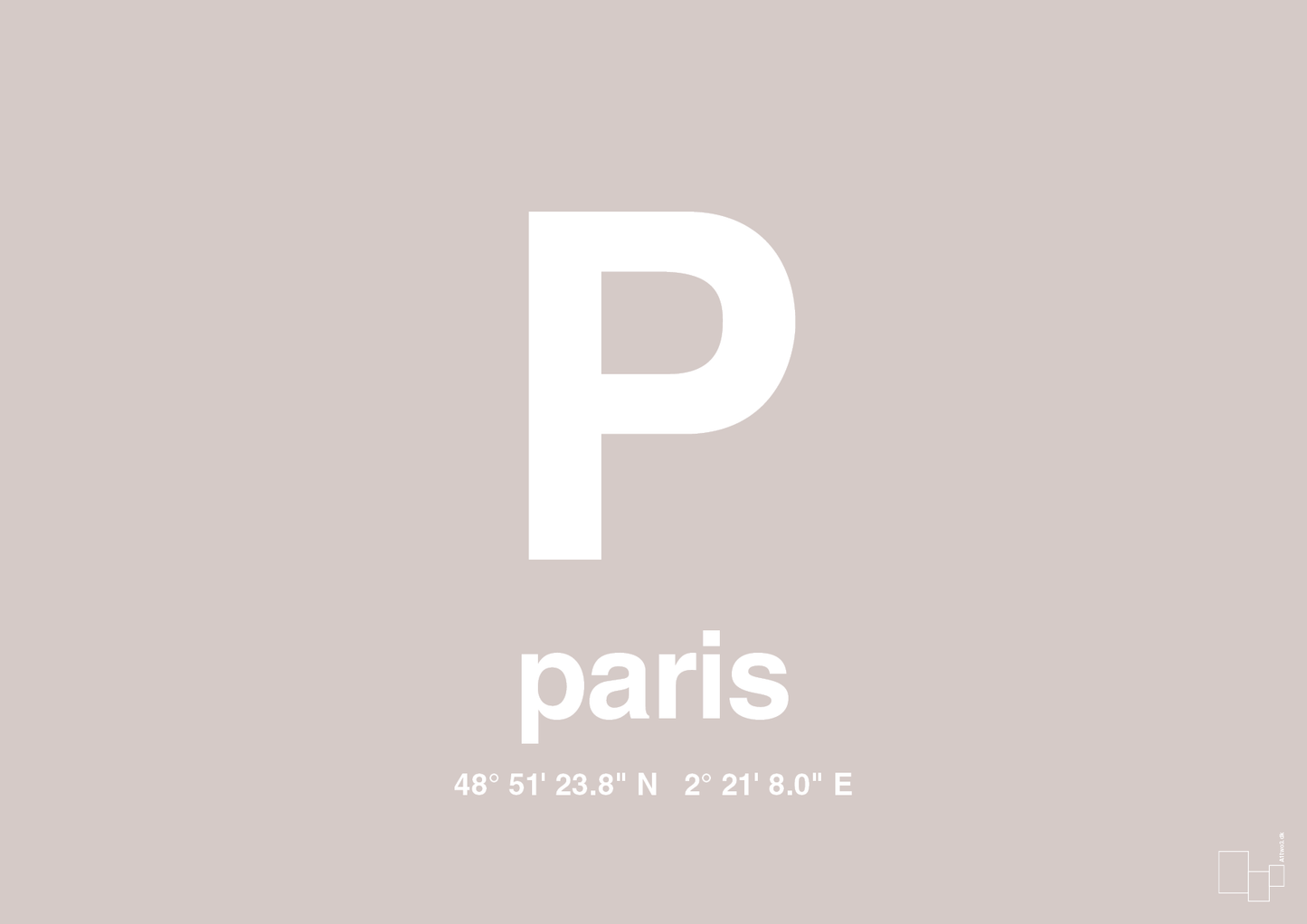 plakat: byplakat paris med koordinater - broken beige-Byer-A1two3
