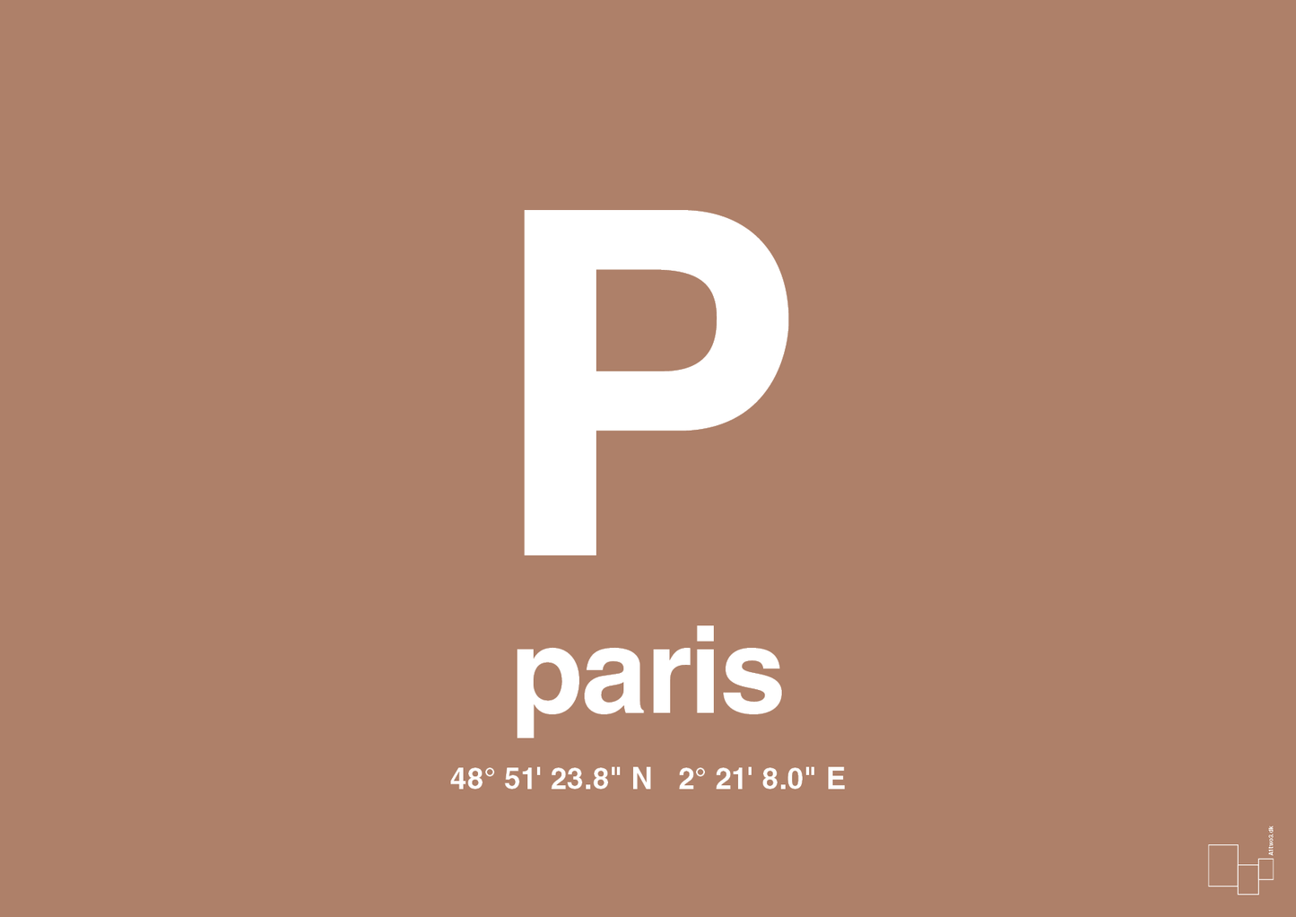 plakat: byplakat paris med koordinater - cider spice-Byer-A1two3