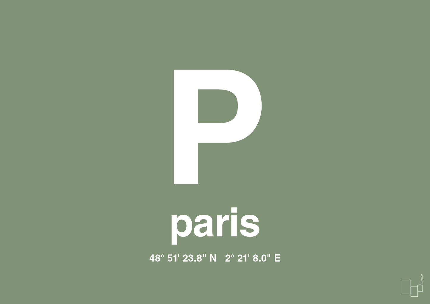 plakat: byplakat paris med koordinater - jade-Byer-A1two3