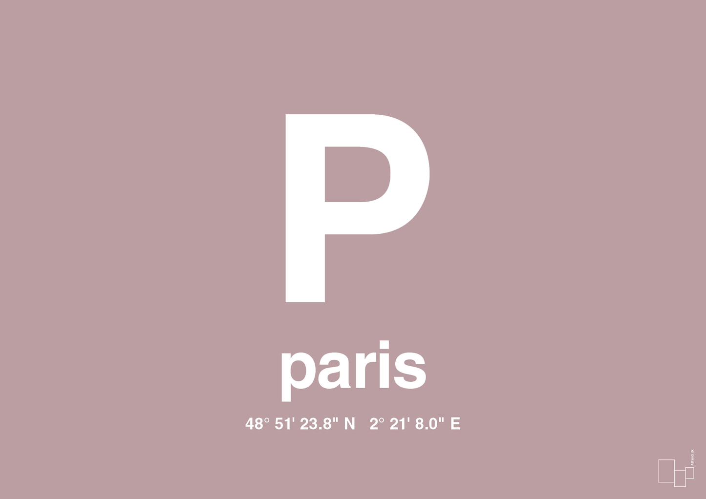 plakat: byplakat paris med koordinater - light rose-Byer-A1two3