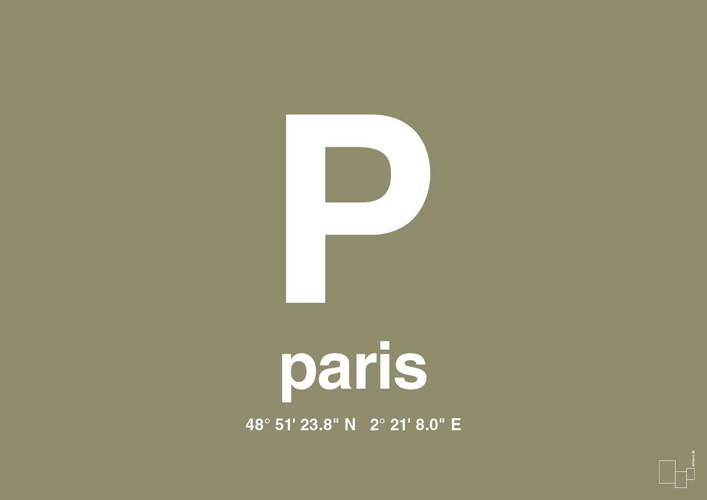 plakat: byplakat paris med koordinater - misty forrest-Byer-A1two3