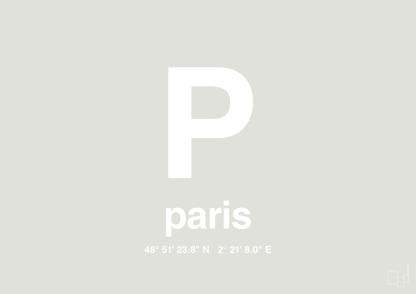 plakat: byplakat paris med koordinater - painters white-Byer-A1two3