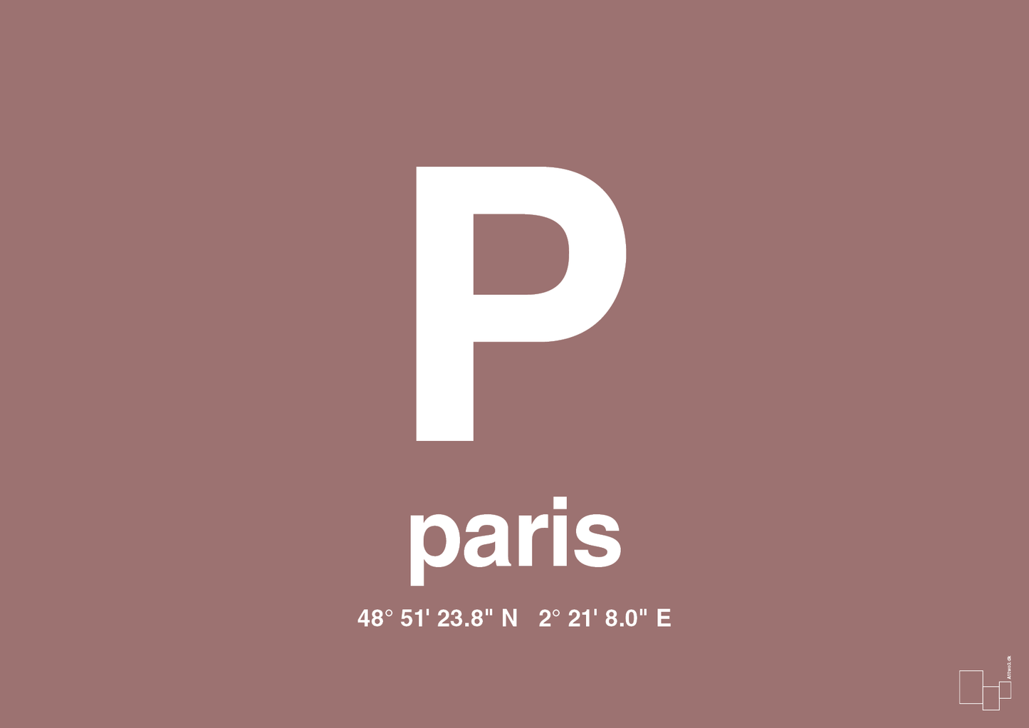 plakat: byplakat paris med koordinater - plum-Byer-A1two3