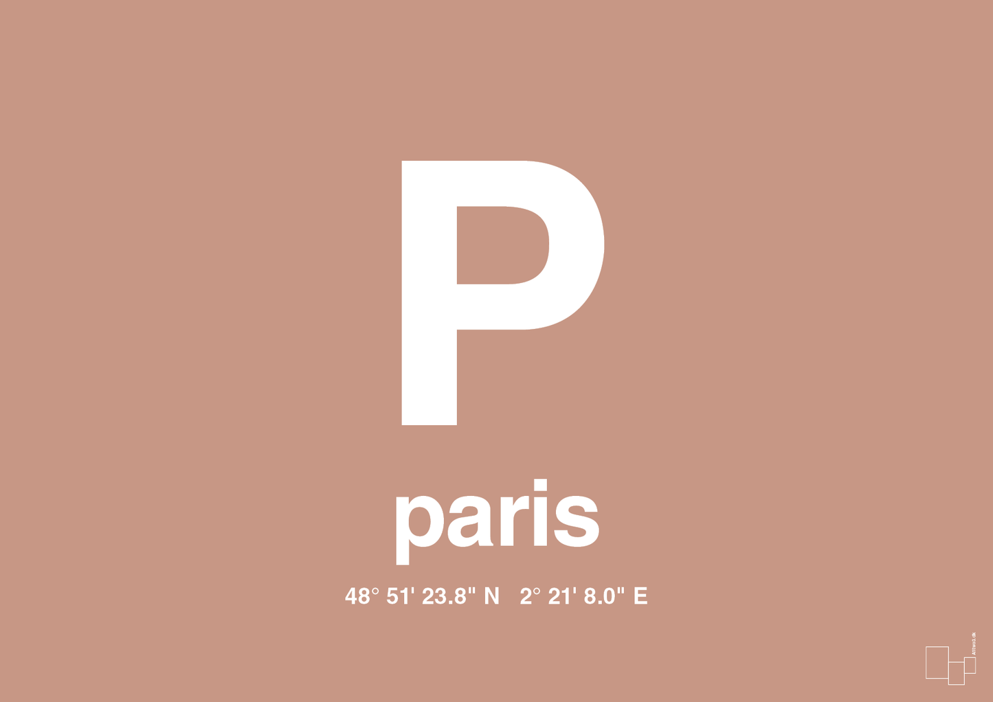 plakat: byplakat paris med koordinater - powder-Byer-A1two3