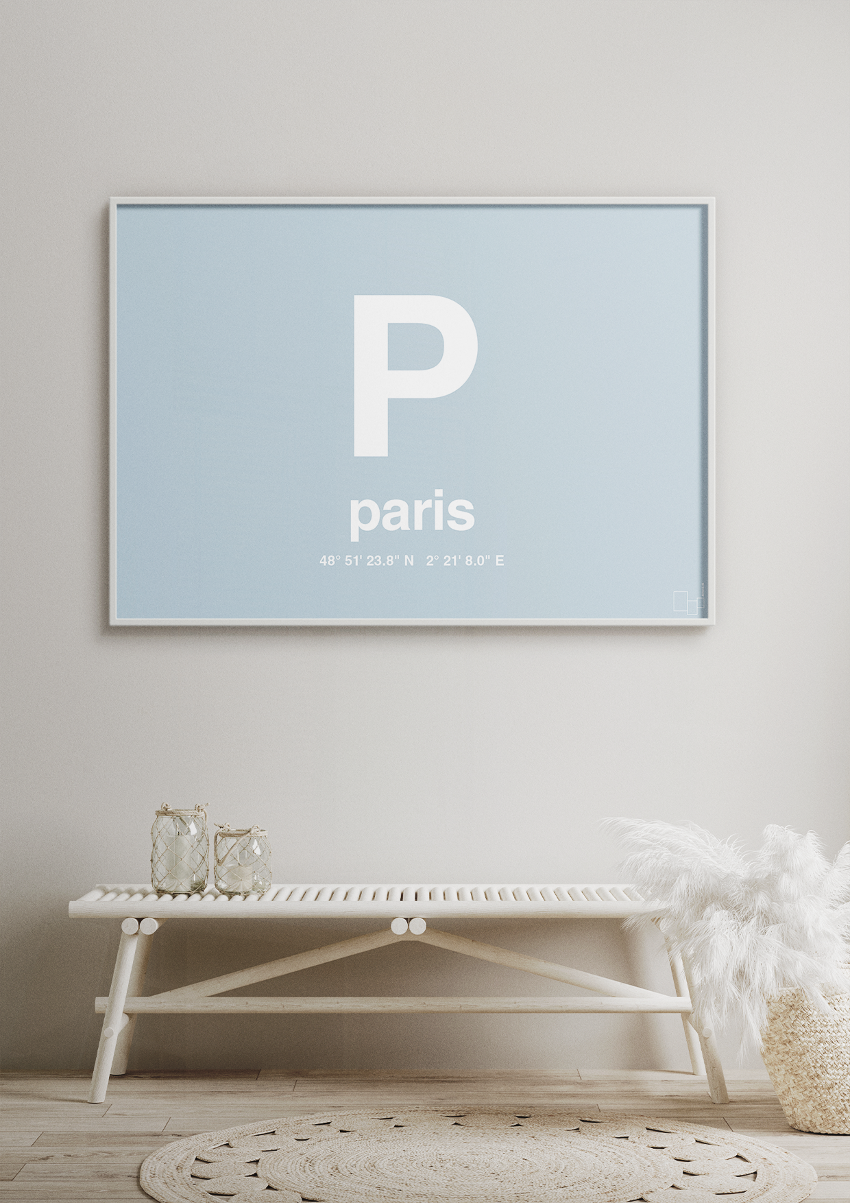 plakat: byplakat paris med koordinater - graphic charcoal-Byer-A1two3