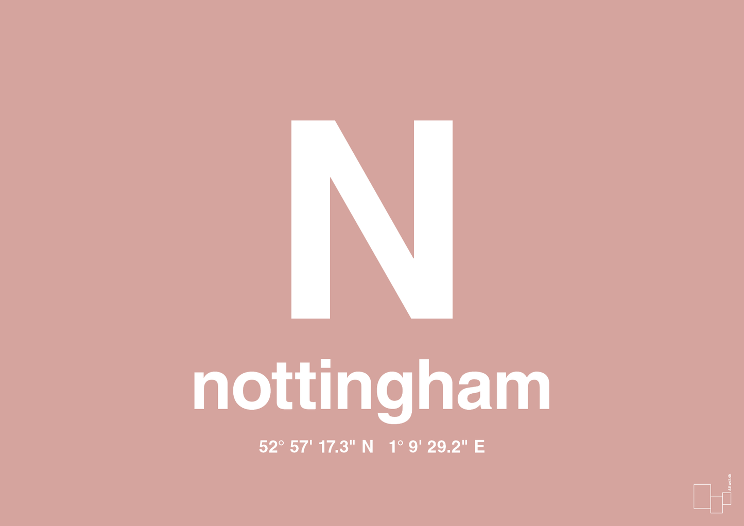 plakat: byplakat nottingham med koordinater - bubble shell-Byer-A1two3