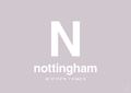 plakat: byplakat nottingham med koordinater - dusty lilac-Byer-A1two3
