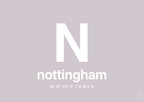 plakat: byplakat nottingham med koordinater - dusty lilac-Byer-A1two3