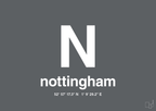 plakat: byplakat nottingham med koordinater - graphic charcoal-Byer-A1two3