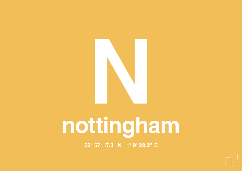 plakat: byplakat nottingham med koordinater - honeycomb-Byer-A1two3