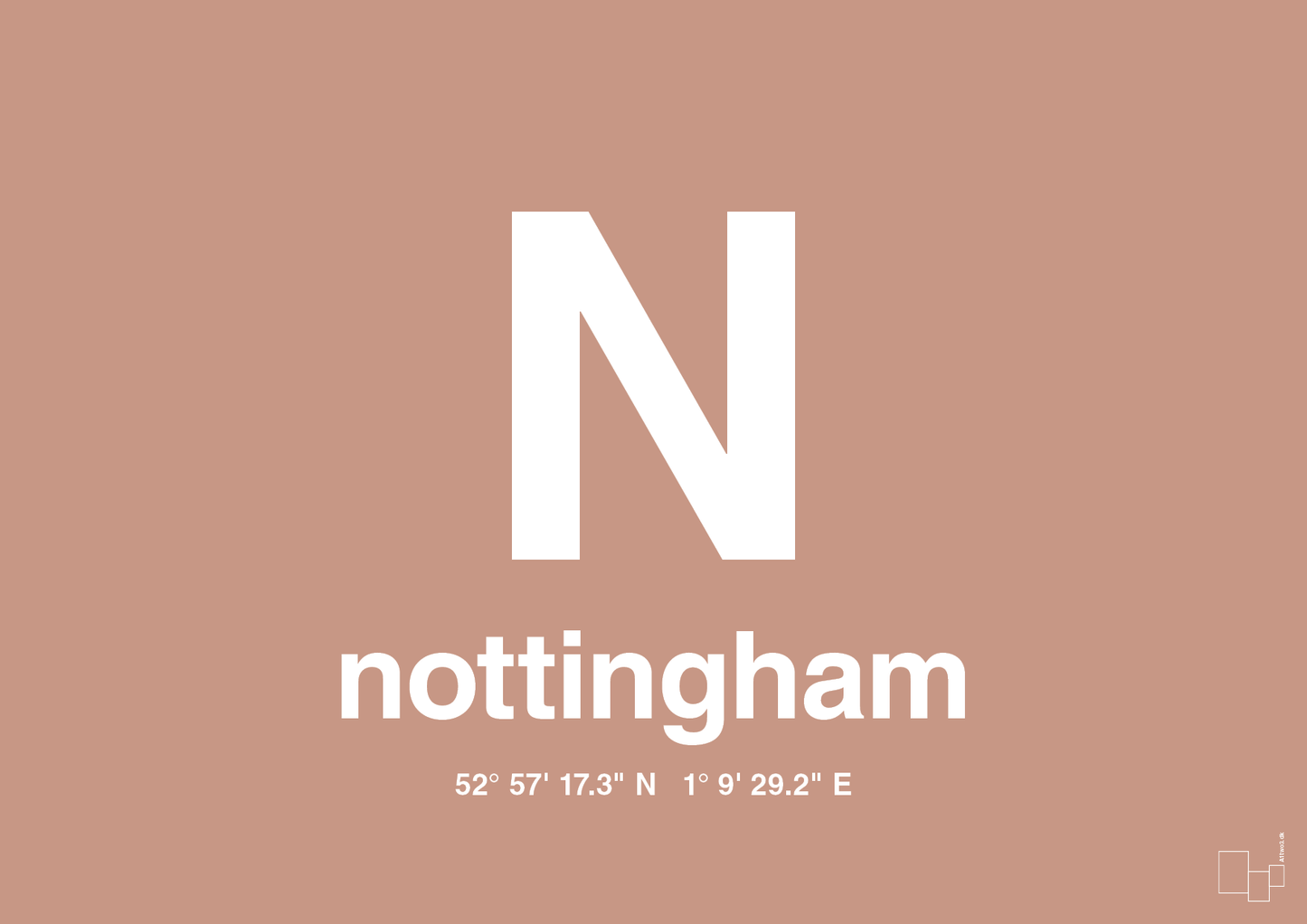 plakat: byplakat nottingham med koordinater - powder-Byer-A1two3