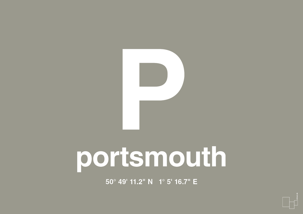 plakat: byplakat portsmouth med koordinater - battleship gray-Byer-A1two3