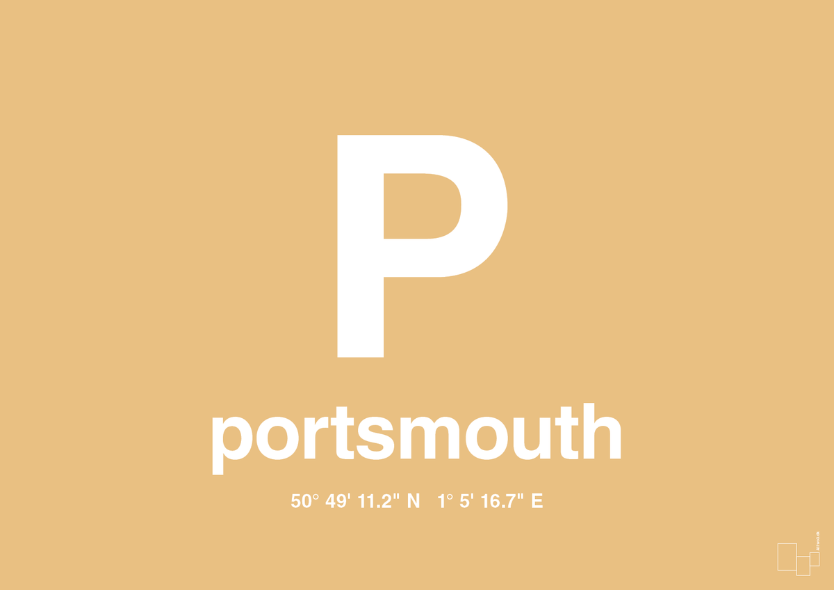 plakat: byplakat portsmouth med koordinater - charismatic-Byer-A1two3