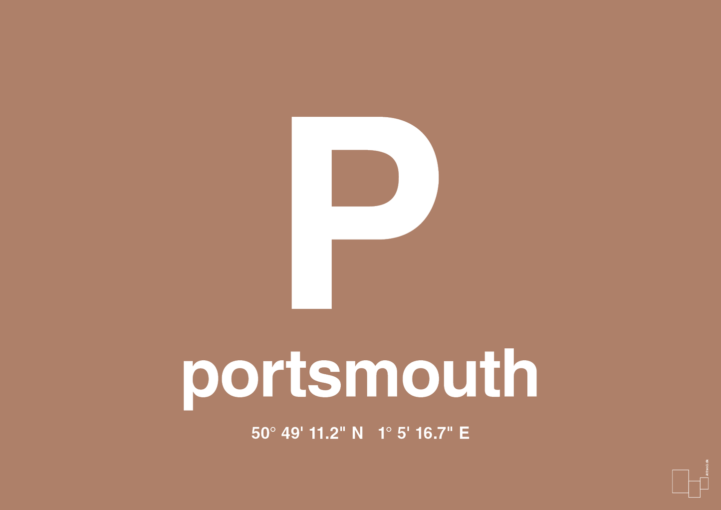 plakat: byplakat portsmouth med koordinater - cider spice-Byer-A1two3