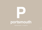 plakat: byplakat portsmouth med koordinater - creamy mushroom-Byer-A1two3