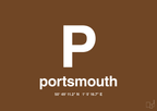plakat: byplakat portsmouth med koordinater - dark brown-Byer-A1two3