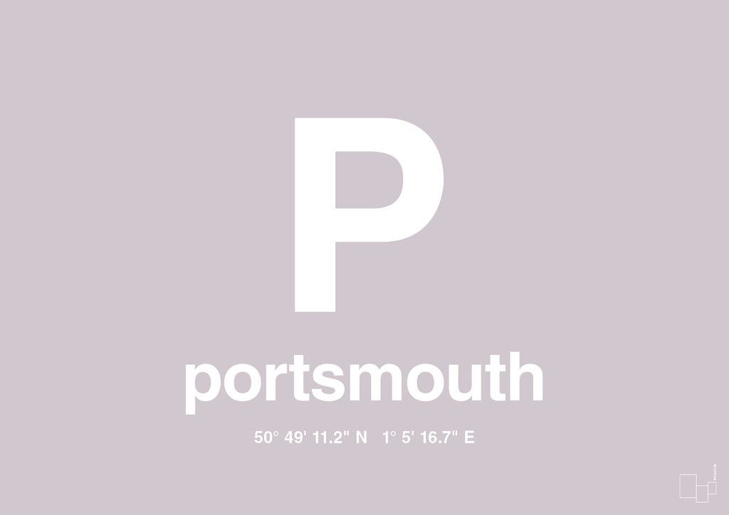 plakat: byplakat portsmouth med koordinater - dusty lilac-Byer-A1two3