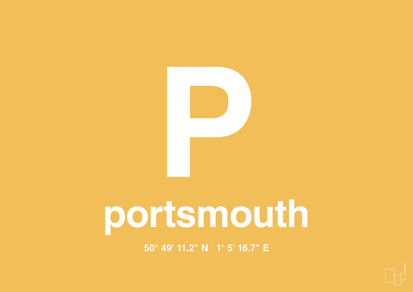 plakat: byplakat portsmouth med koordinater - honeycomb-Byer-A1two3