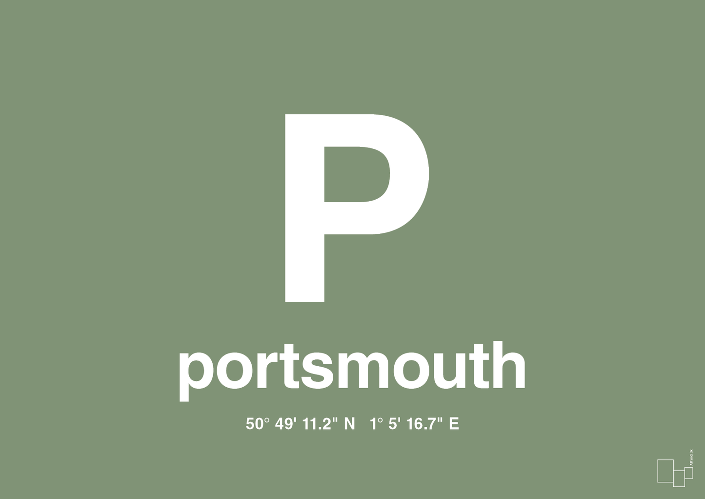 plakat: byplakat portsmouth med koordinater - jade-Byer-A1two3