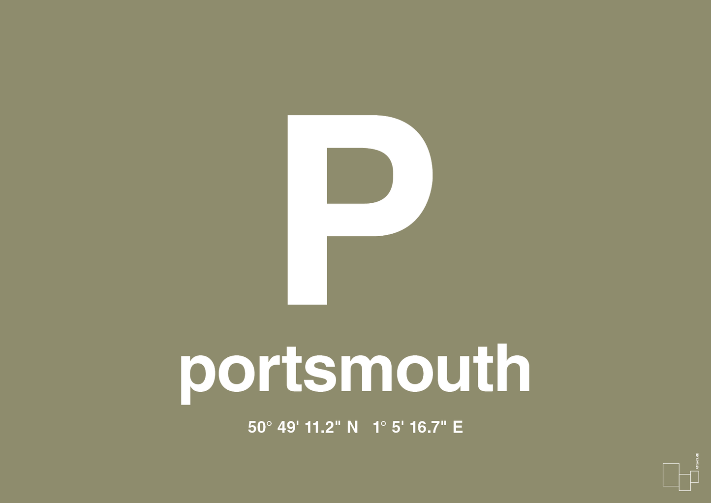 plakat: byplakat portsmouth med koordinater - misty forrest-Byer-A1two3