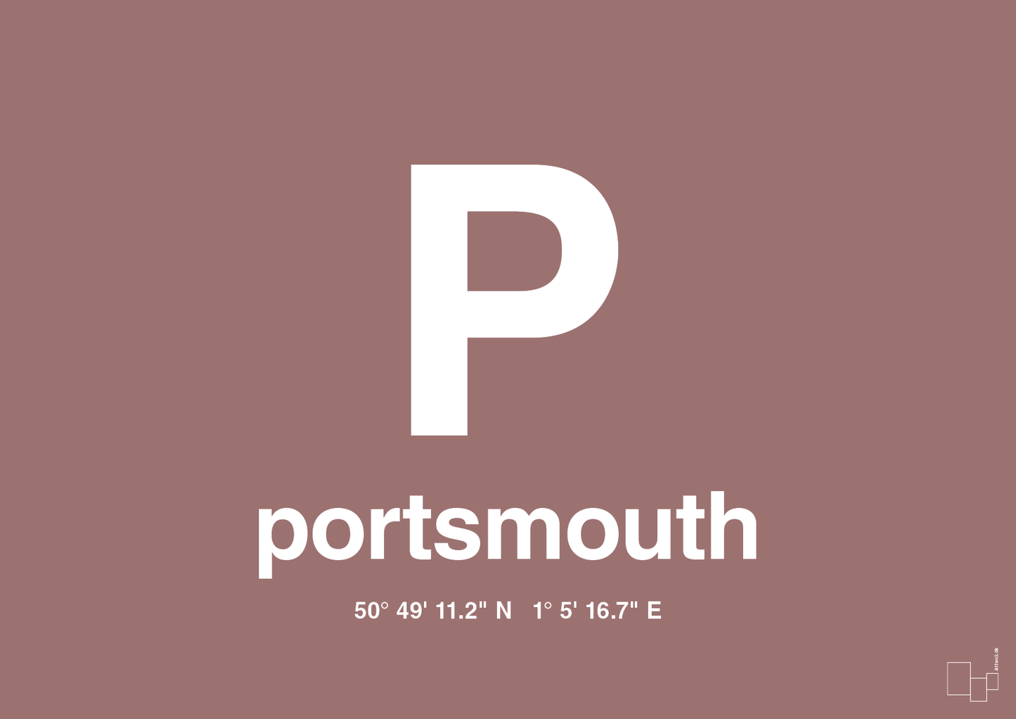 plakat: byplakat portsmouth med koordinater - plum-Byer-A1two3