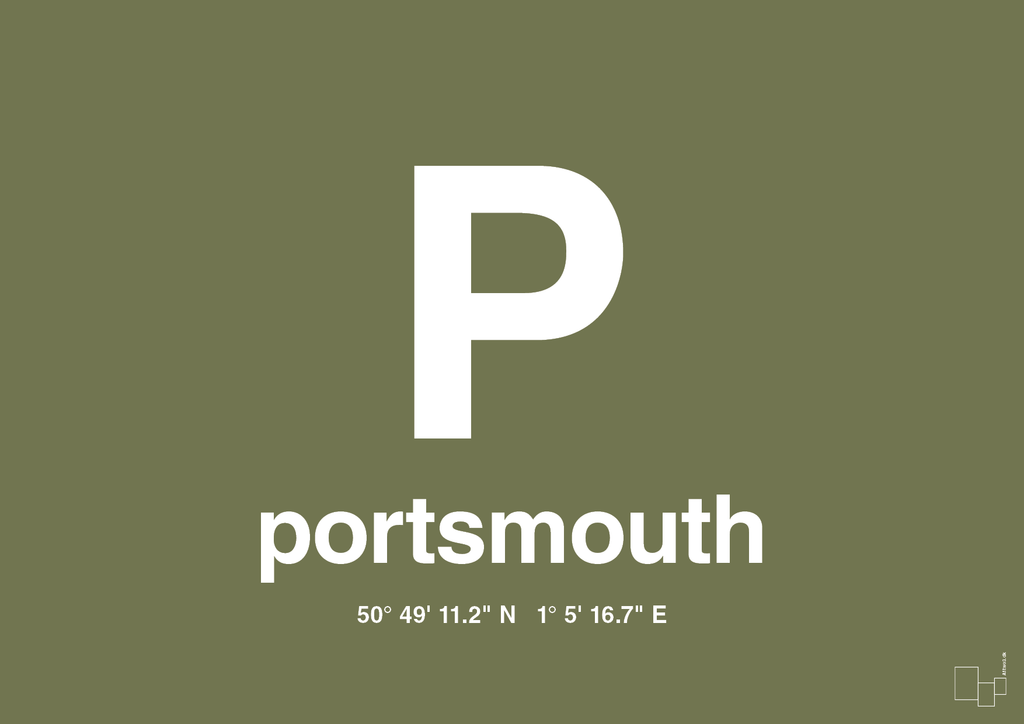 plakat: byplakat portsmouth med koordinater - secret meadow-Byer-A1two3