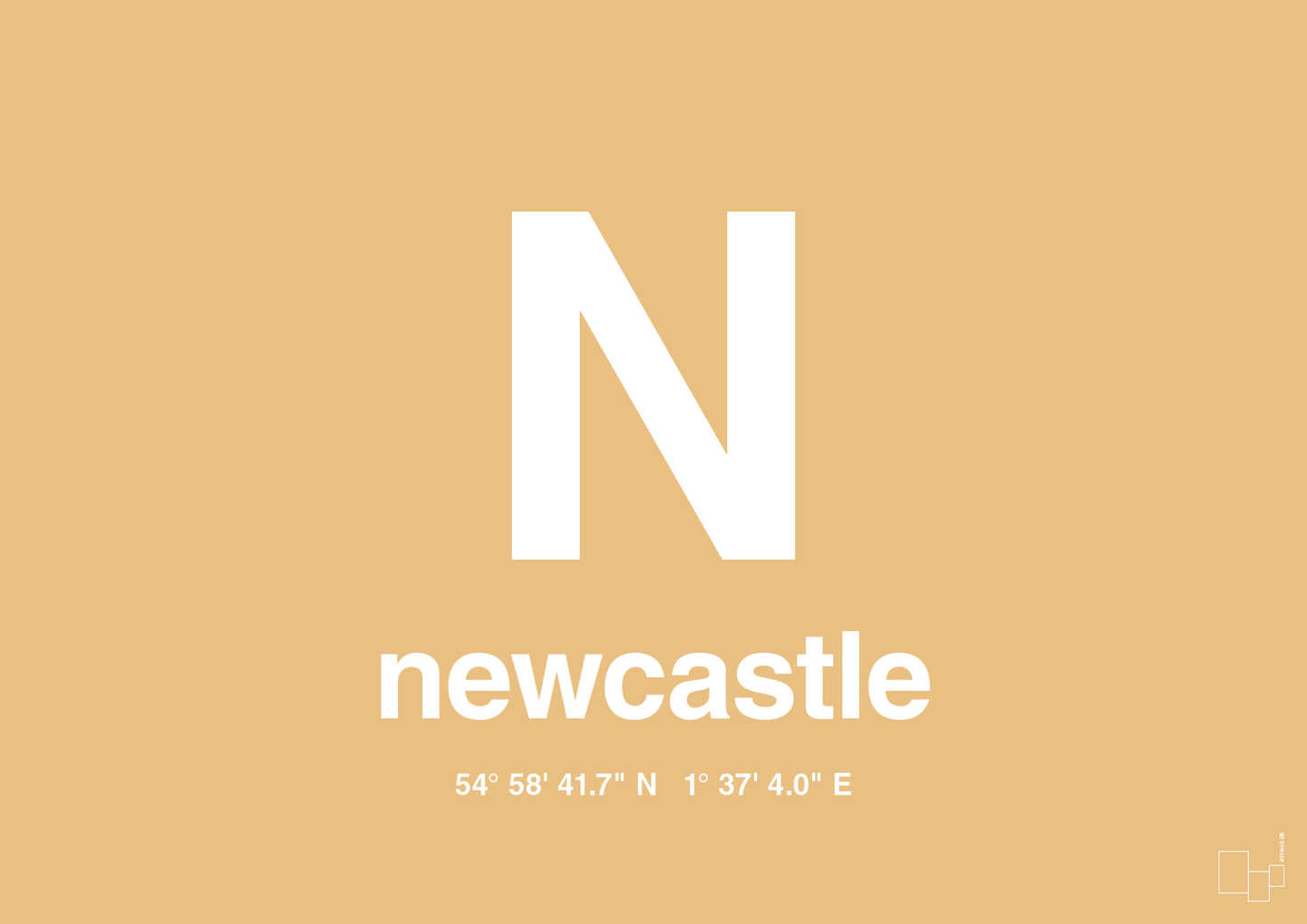 plakat: byplakat newcastle med koordinater - charismatic-Byer-A1two3