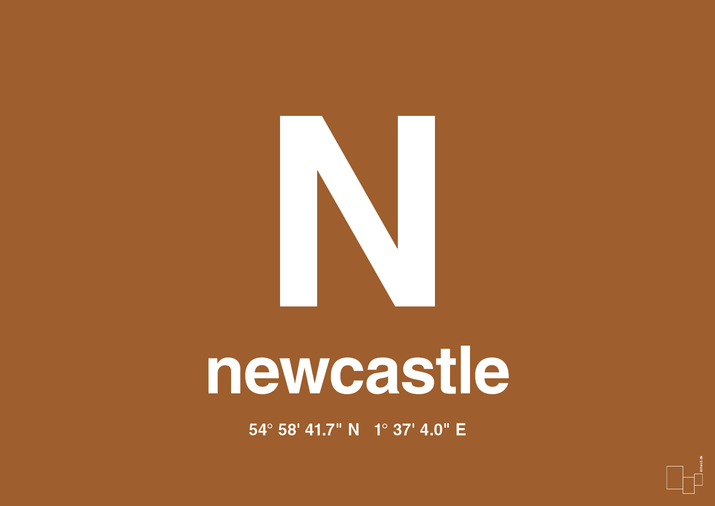 plakat: byplakat newcastle med koordinater - cognac-Byer-A1two3