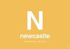plakat: byplakat newcastle med koordinater - honeycomb-Byer-A1two3