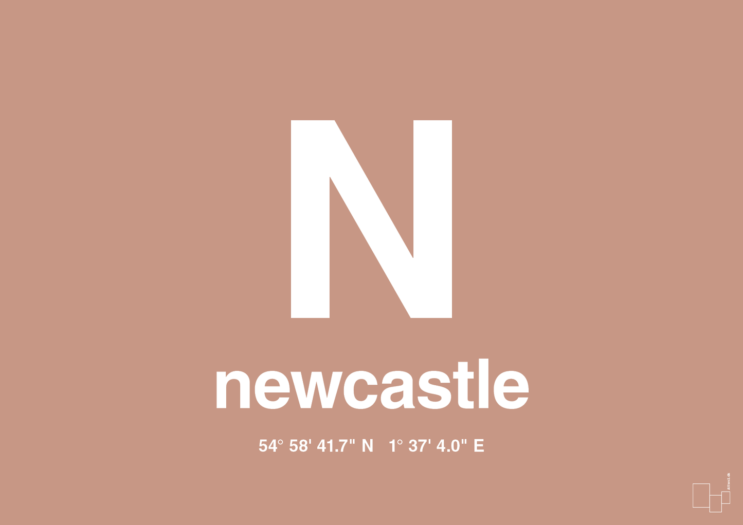 plakat: byplakat newcastle med koordinater - powder-Byer-A1two3