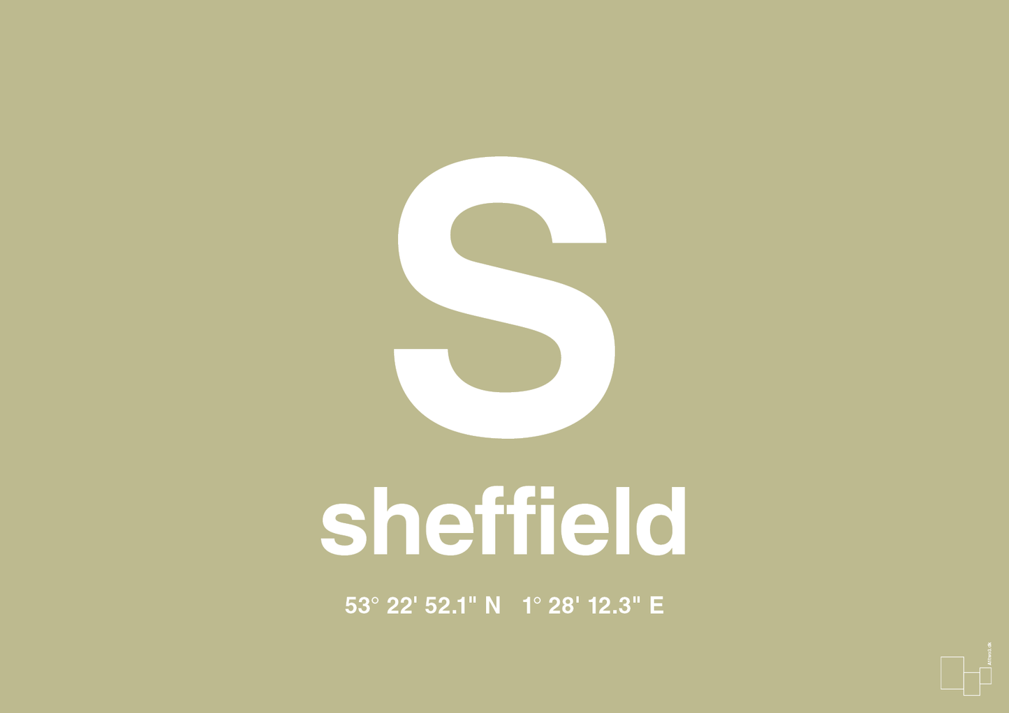 plakat: byplakat sheffield med koordinater - back to nature-Byer-A1two3